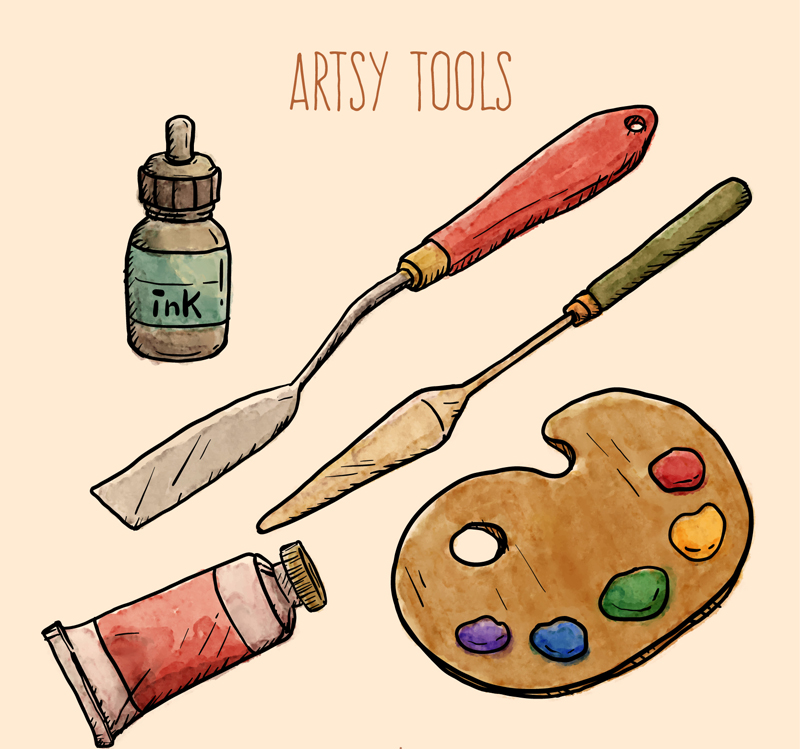 5款彩绘绘画工具矢量素材