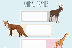 4款创意野生动物空白框架矢量素