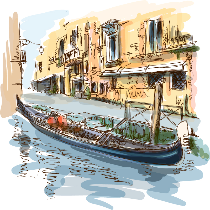 水上威尼斯简笔画图片