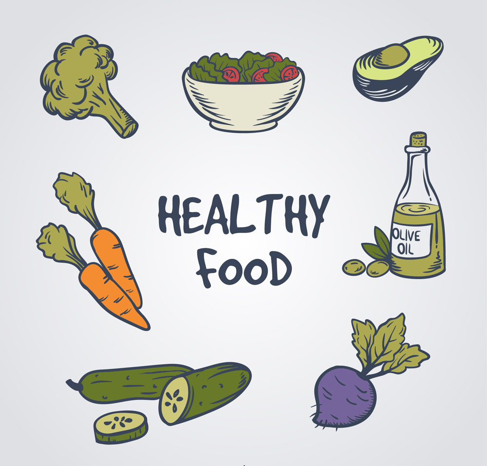 7款彩绘健康食物矢量素材