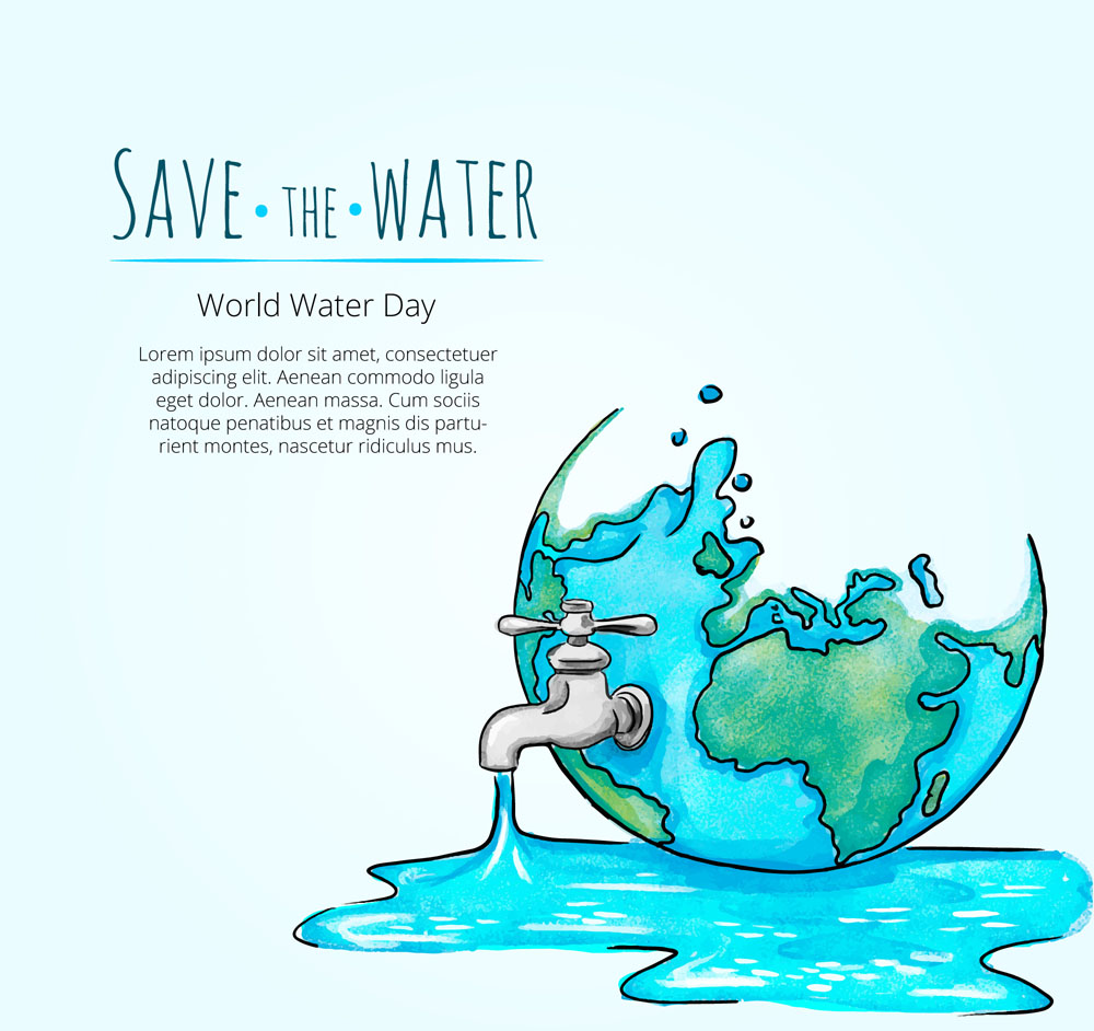 ai格式,含jpg预览图,关键字:world water day,彩绘,世界水日,贺卡
