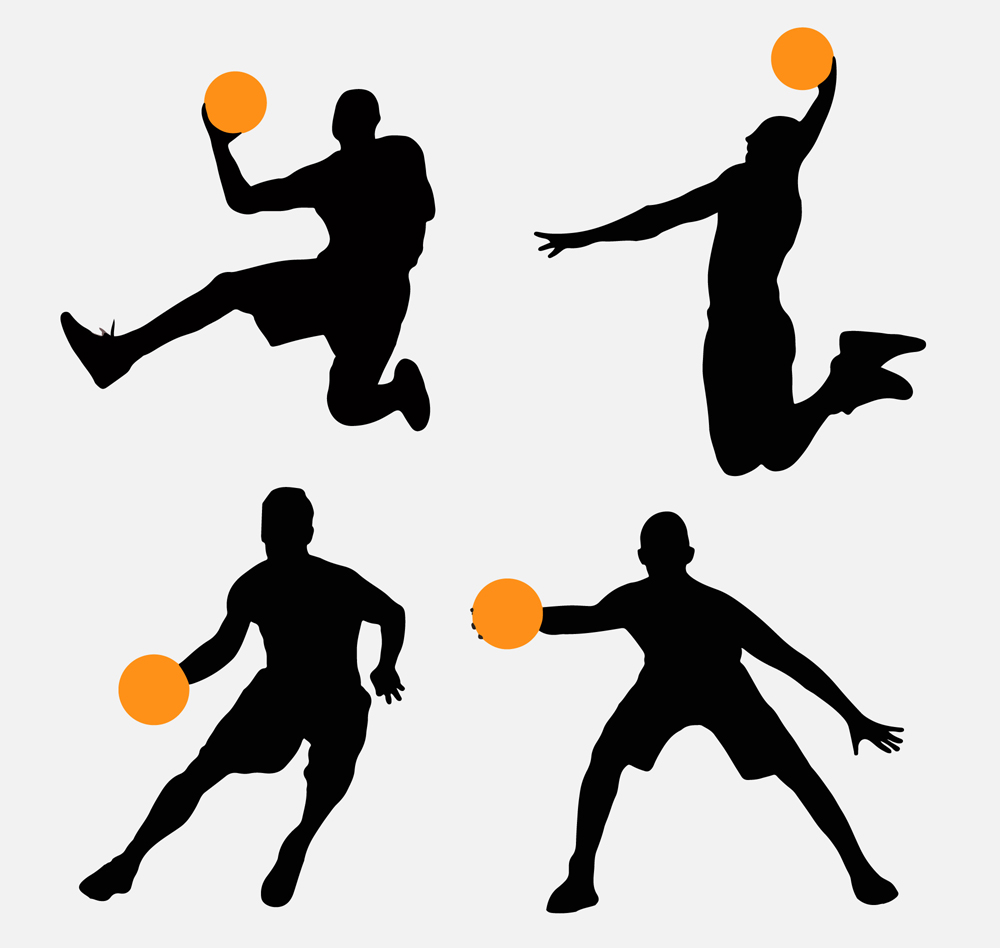 4款创意篮球人物剪影矢量素材