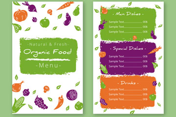 彩绘蔬菜装饰有机餐厅菜单正反面