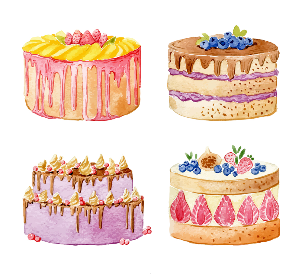 生日蛋糕水粉画图片