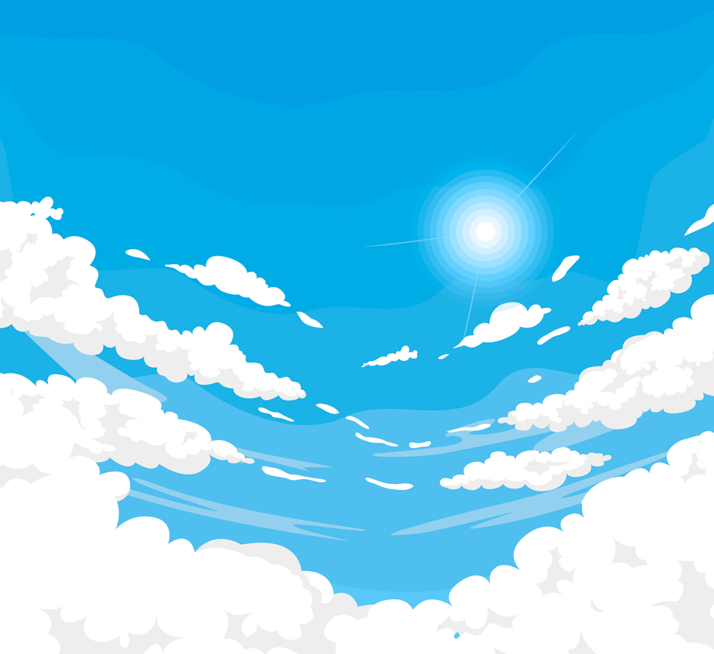 蓝色天空云朵风景矢量素材