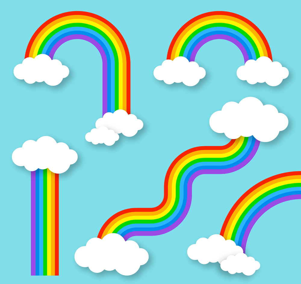 5款创意云朵彩虹设计矢量图