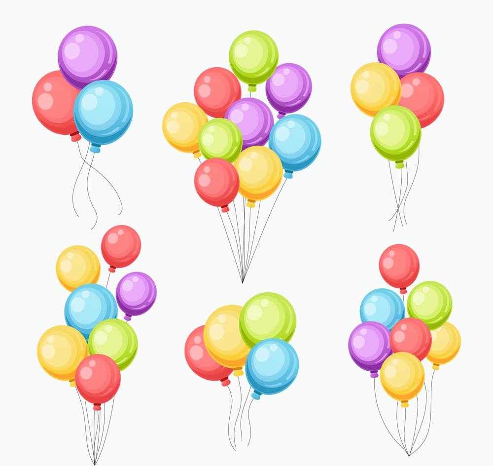 ai格式,含jpg预览图,关键字:氢气球,彩色,气球,气球束,矢量图