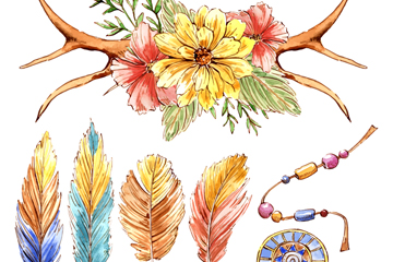 7款手绘波西米亚风装饰物矢量图