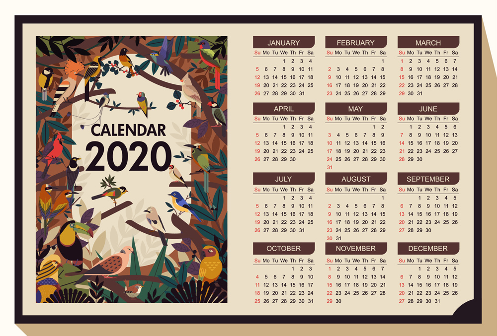 2020创意日历设计绘画图片