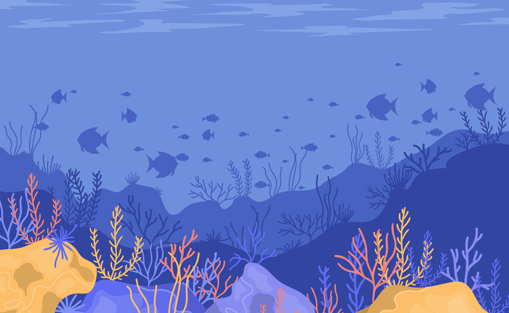 蓝色海底世界风景矢量素材