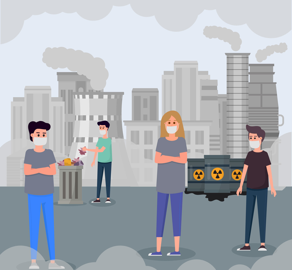 创意城市环境污染插画矢量素材