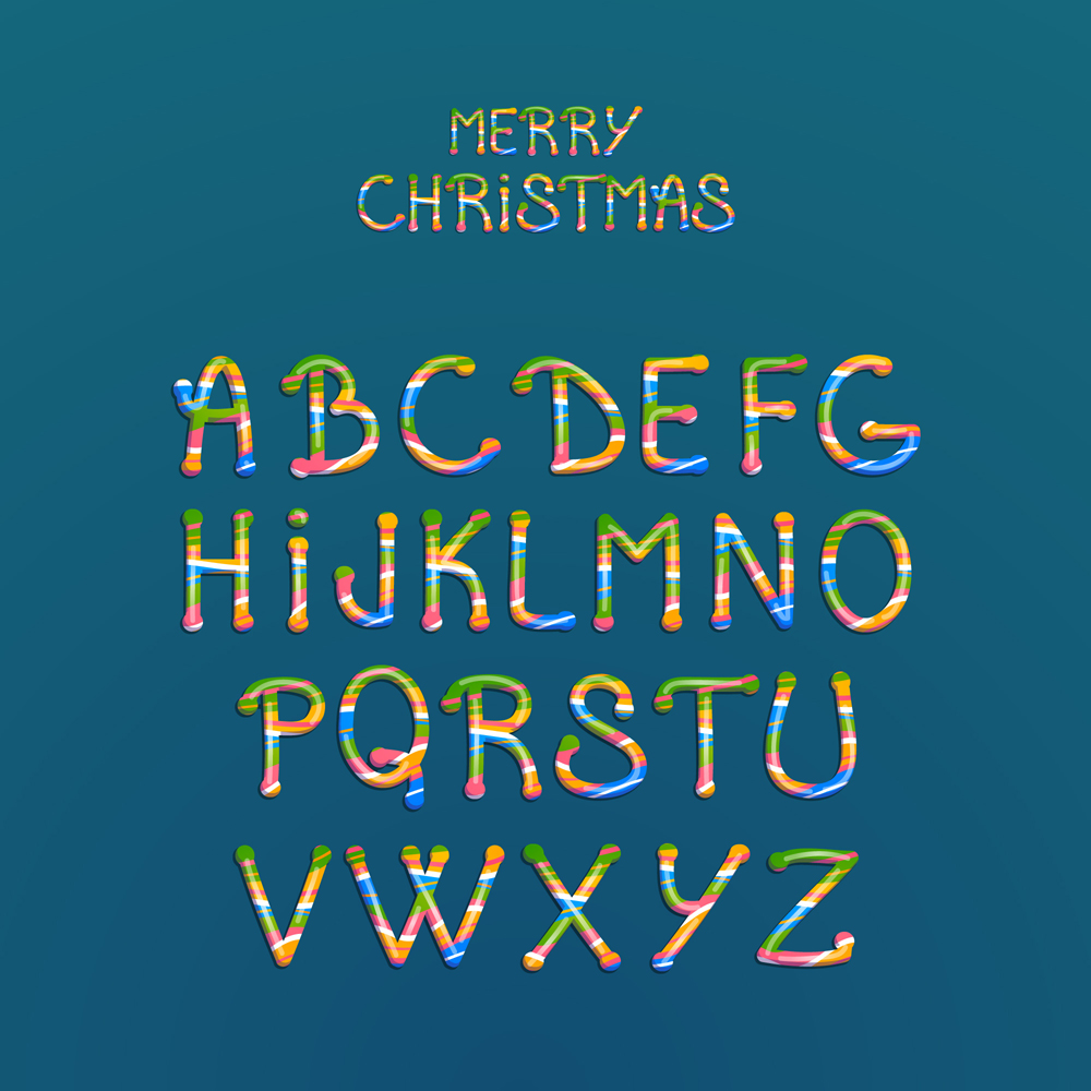 26个彩色圣诞艺术字矢量素材