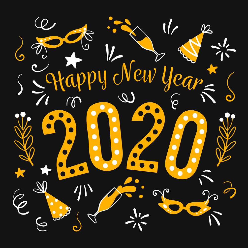 金色2020年新年艺术字矢量素材